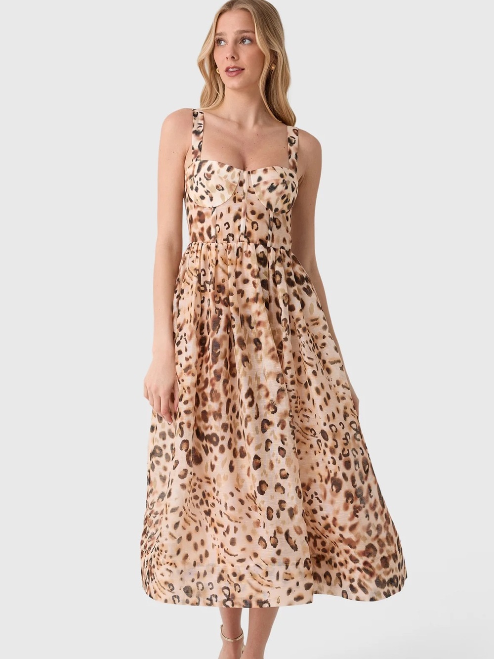 Cara Cara Pheobe Midi Dress - Cheetah Blush